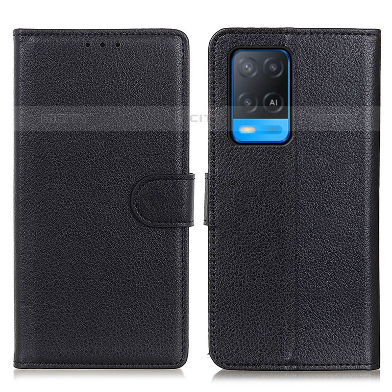 Funda de Cuero Cartera con Soporte Carcasa A03D para Oppo A54 4G Negro