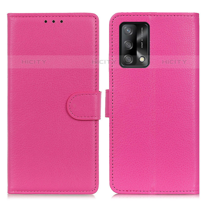 Funda de Cuero Cartera con Soporte Carcasa A03D para Oppo A74 4G Rosa Roja