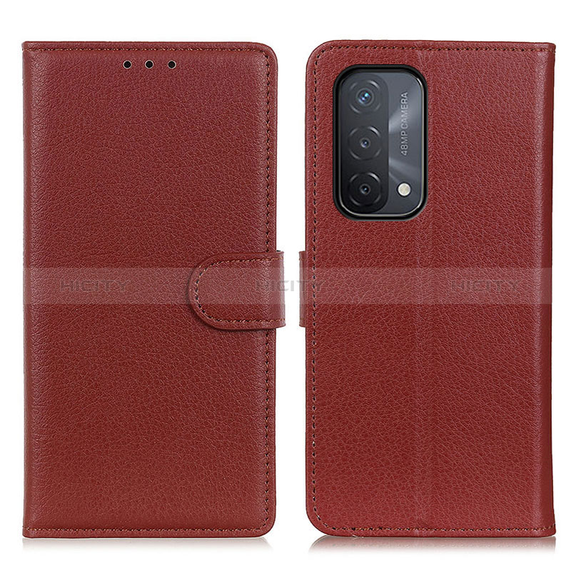 Funda de Cuero Cartera con Soporte Carcasa A03D para Oppo A74 5G Marron