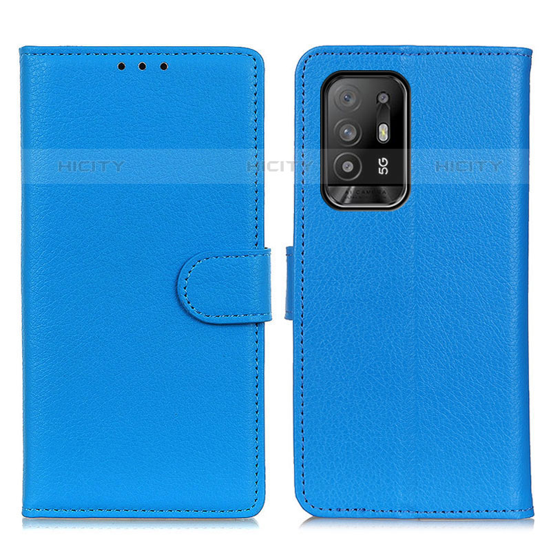 Funda de Cuero Cartera con Soporte Carcasa A03D para Oppo A94 5G Azul Cielo