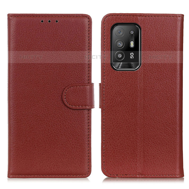 Funda de Cuero Cartera con Soporte Carcasa A03D para Oppo A94 5G Marron