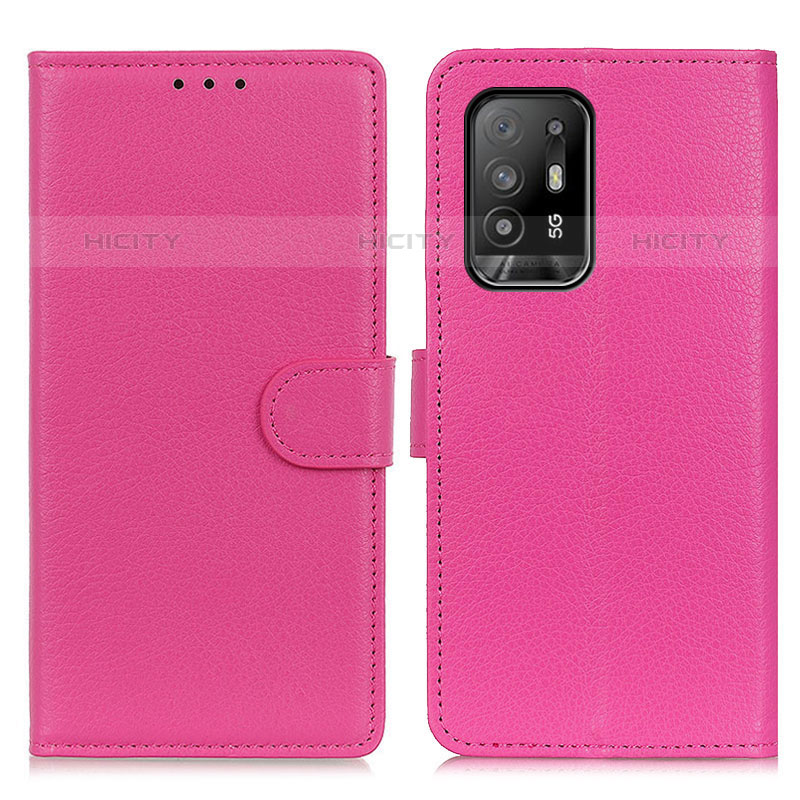 Funda de Cuero Cartera con Soporte Carcasa A03D para Oppo A94 5G Rosa Roja