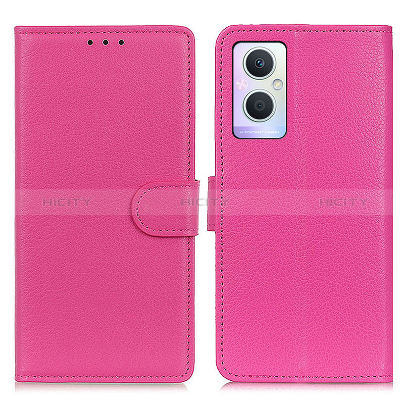 Funda de Cuero Cartera con Soporte Carcasa A03D para Oppo A96 5G Rosa Roja