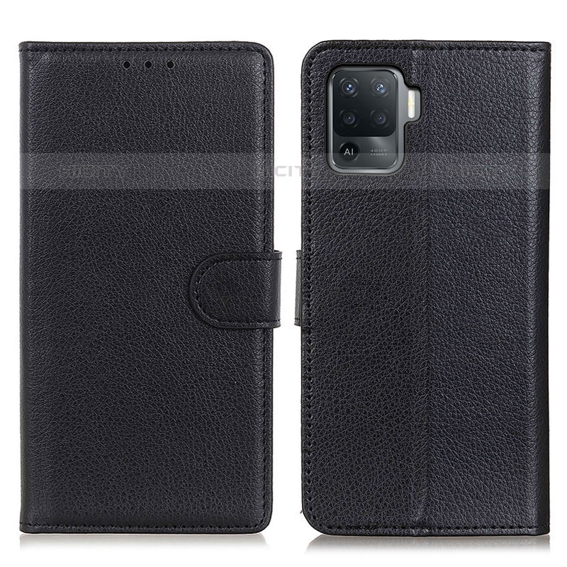 Funda de Cuero Cartera con Soporte Carcasa A03D para Oppo F19 Pro Negro