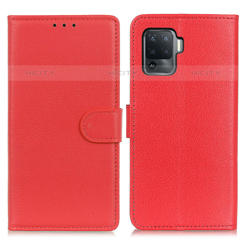 Funda de Cuero Cartera con Soporte Carcasa A03D para Oppo F19 Pro Rojo