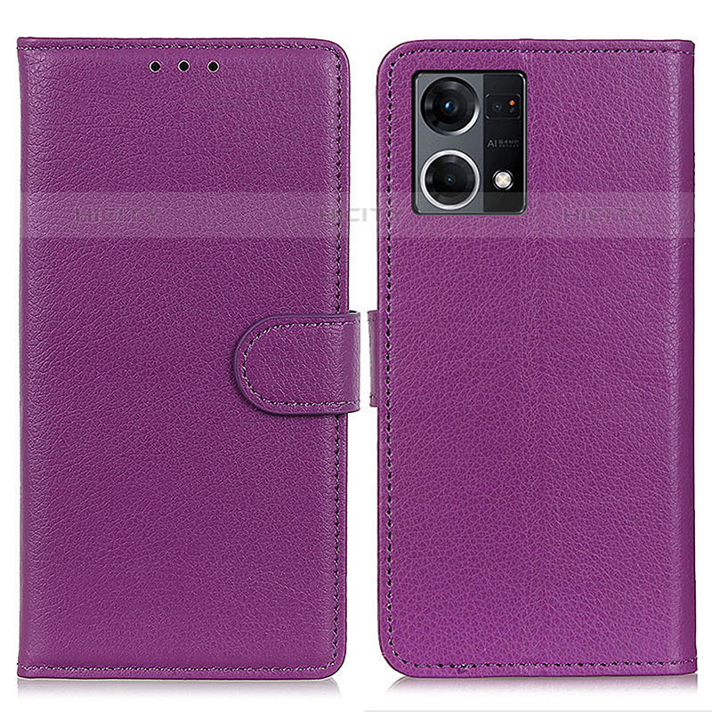 Funda de Cuero Cartera con Soporte Carcasa A03D para Oppo F21 Pro 4G Morado