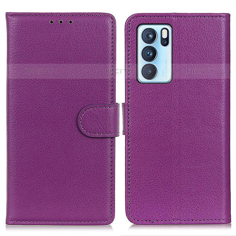 Funda de Cuero Cartera con Soporte Carcasa A03D para Oppo Reno6 Pro 5G India Morado