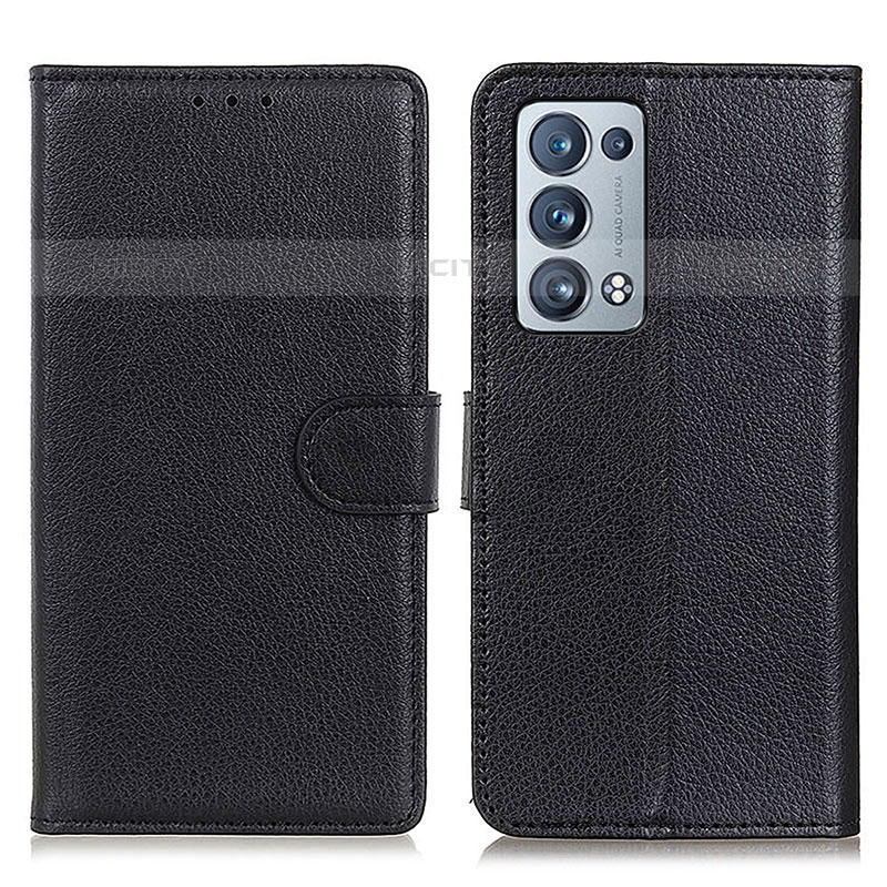 Funda de Cuero Cartera con Soporte Carcasa A03D para Oppo Reno6 Pro 5G Negro