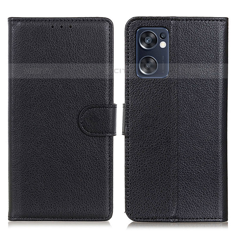 Funda de Cuero Cartera con Soporte Carcasa A03D para Oppo Reno7 SE 5G Negro