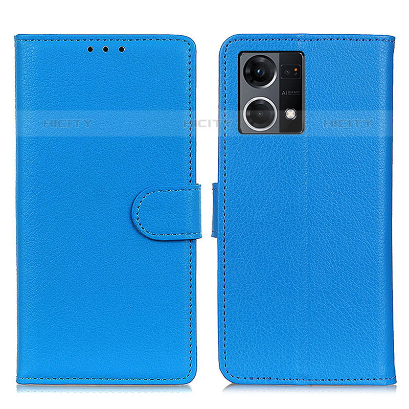 Funda de Cuero Cartera con Soporte Carcasa A03D para Oppo Reno8 4G Azul Cielo