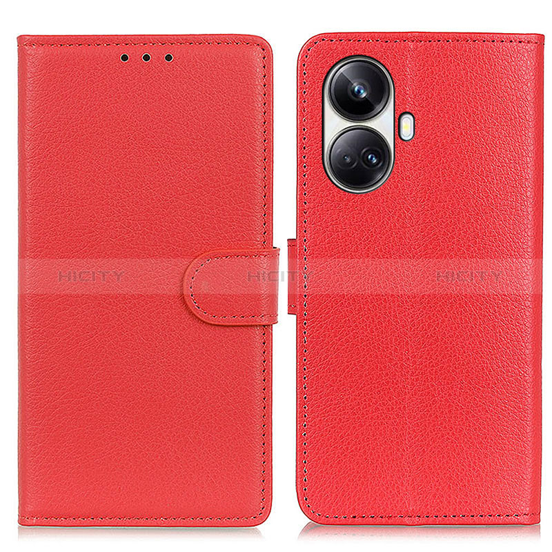 Funda de Cuero Cartera con Soporte Carcasa A03D para Realme 10 Pro+ Plus 5G Rojo