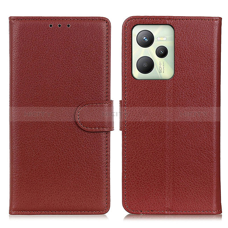 Funda de Cuero Cartera con Soporte Carcasa A03D para Realme Narzo 50A Prime Marron