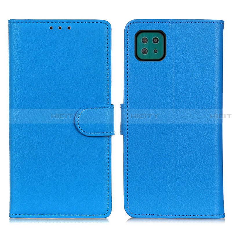 Funda de Cuero Cartera con Soporte Carcasa A03D para Samsung Galaxy A22 5G Azul Cielo