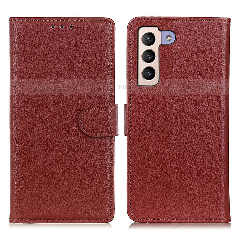 Funda de Cuero Cartera con Soporte Carcasa A03D para Samsung Galaxy S21 5G Marron