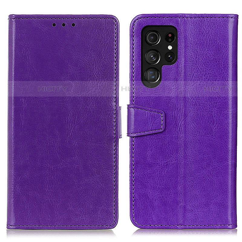 Funda de Cuero Cartera con Soporte Carcasa A03D para Samsung Galaxy S21 Ultra 5G Morado