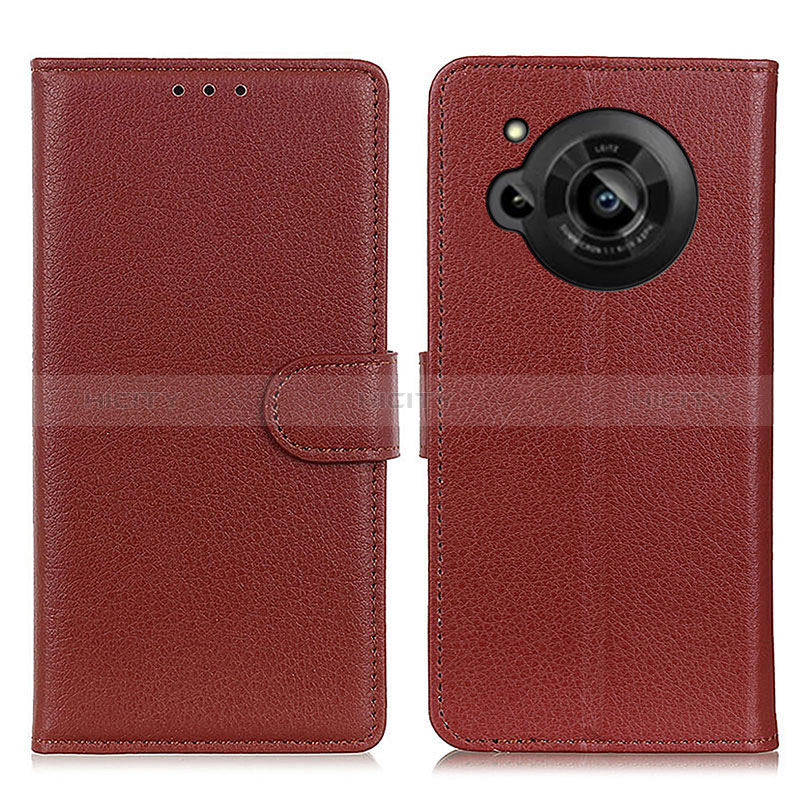 Funda de Cuero Cartera con Soporte Carcasa A03D para Sharp Aquos R7s Marron