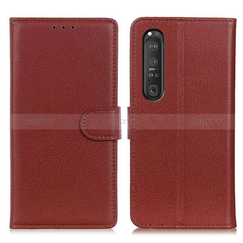 Funda de Cuero Cartera con Soporte Carcasa A03D para Sony Xperia 1 III Marron