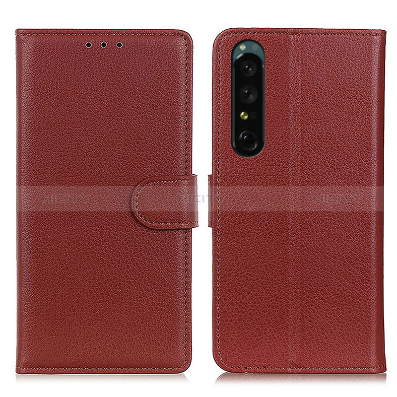 Funda de Cuero Cartera con Soporte Carcasa A03D para Sony Xperia 1 IV SO-51C Marron