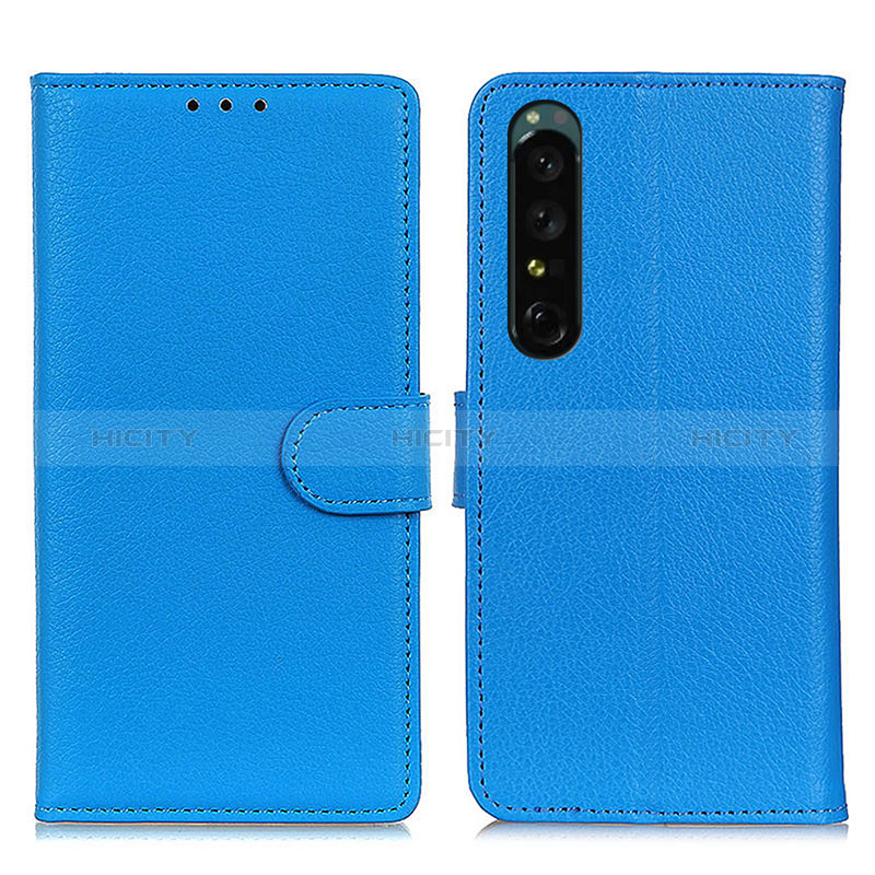 Funda de Cuero Cartera con Soporte Carcasa A03D para Sony Xperia 1 V Azul Cielo