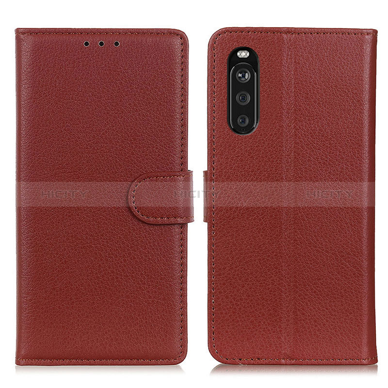 Funda de Cuero Cartera con Soporte Carcasa A03D para Sony Xperia 10 III SOG04 Marron