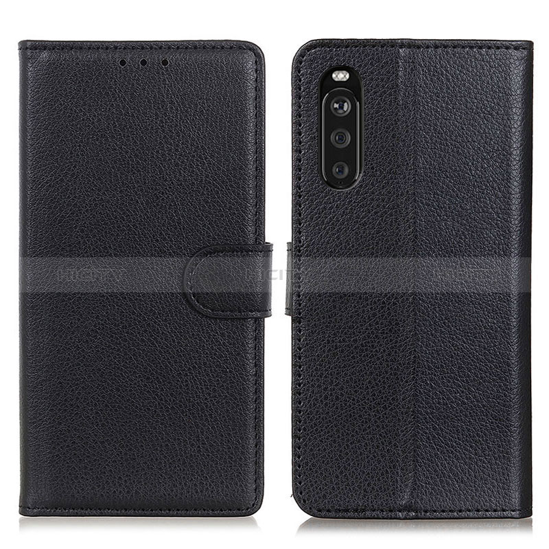 Funda de Cuero Cartera con Soporte Carcasa A03D para Sony Xperia 10 III SOG04 Negro