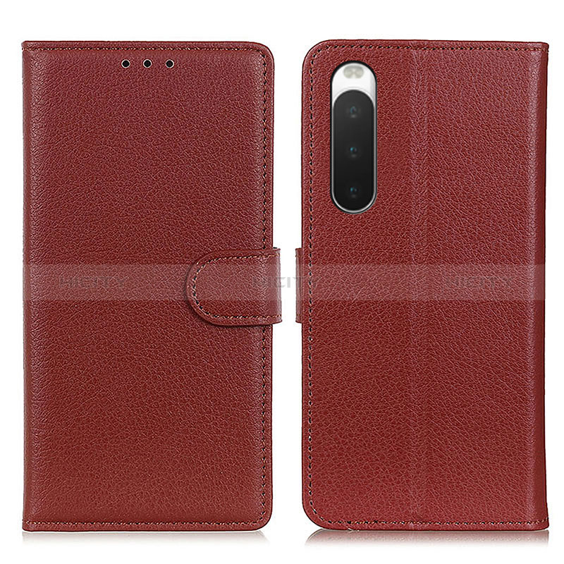 Funda de Cuero Cartera con Soporte Carcasa A03D para Sony Xperia 10 IV Marron