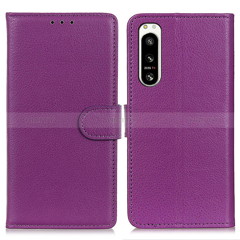 Funda de Cuero Cartera con Soporte Carcasa A03D para Sony Xperia 5 IV Morado