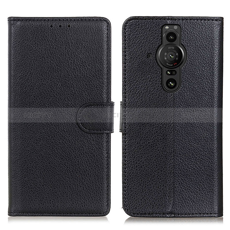 Funda de Cuero Cartera con Soporte Carcasa A03D para Sony Xperia PRO-I Negro