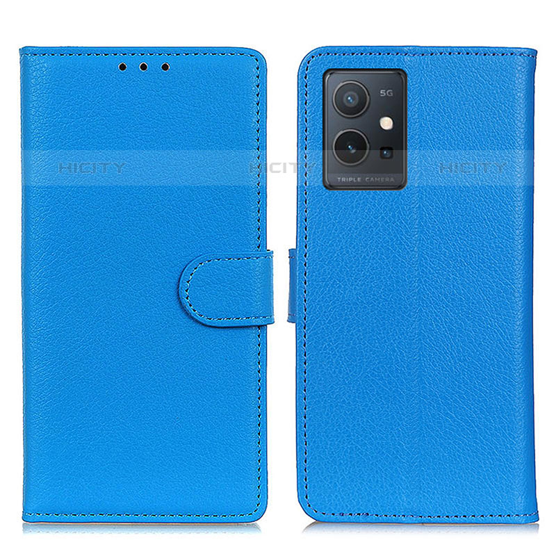 Funda de Cuero Cartera con Soporte Carcasa A03D para Vivo iQOO Z6 5G Azul Cielo