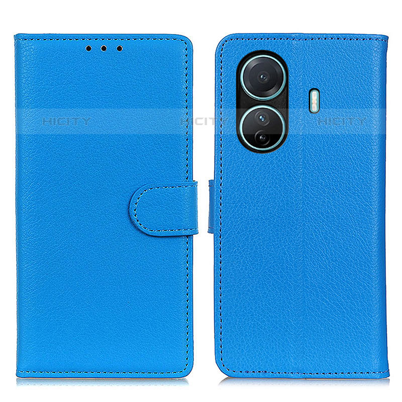 Funda de Cuero Cartera con Soporte Carcasa A03D para Vivo iQOO Z6 Pro 5G Azul Cielo