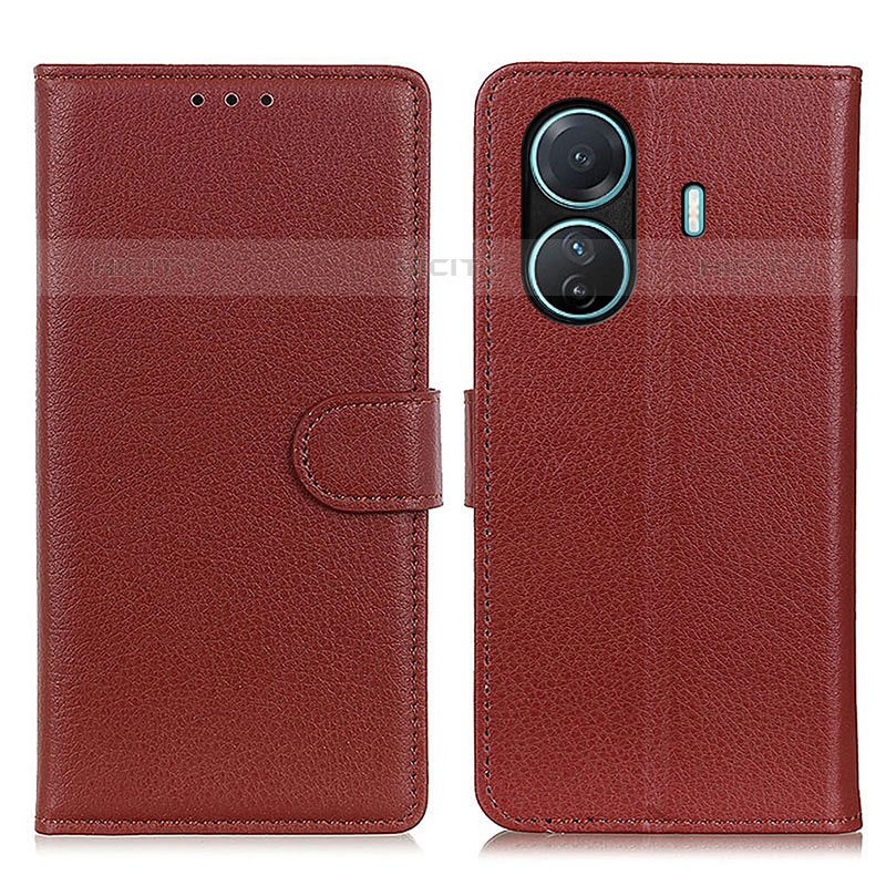 Funda de Cuero Cartera con Soporte Carcasa A03D para Vivo iQOO Z6 Pro 5G Marron