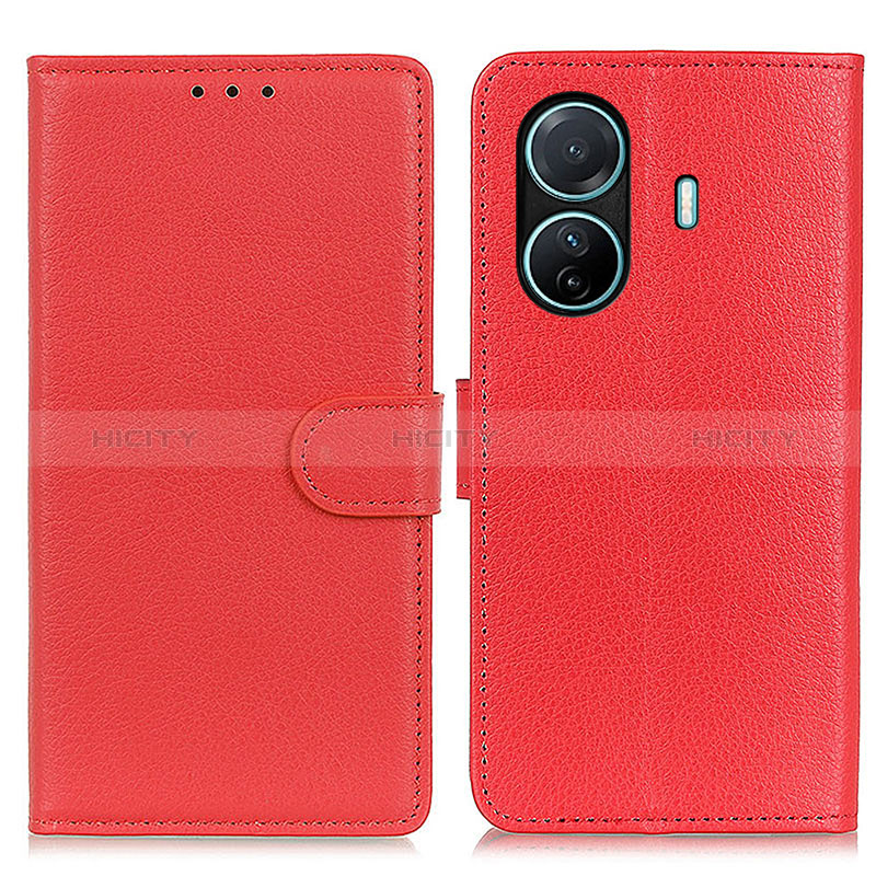 Funda de Cuero Cartera con Soporte Carcasa A03D para Vivo T1 5G Rojo