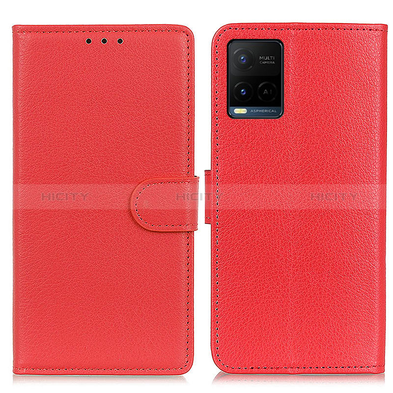 Funda de Cuero Cartera con Soporte Carcasa A03D para Vivo Y32 4G Rojo