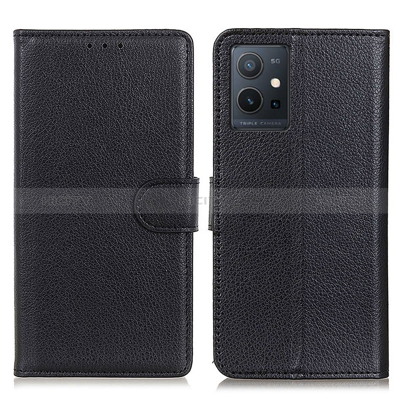 Funda de Cuero Cartera con Soporte Carcasa A03D para Vivo Y55s 5G Negro