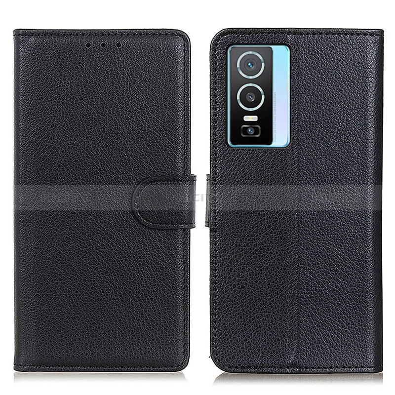 Funda de Cuero Cartera con Soporte Carcasa A03D para Vivo Y76s 5G Negro