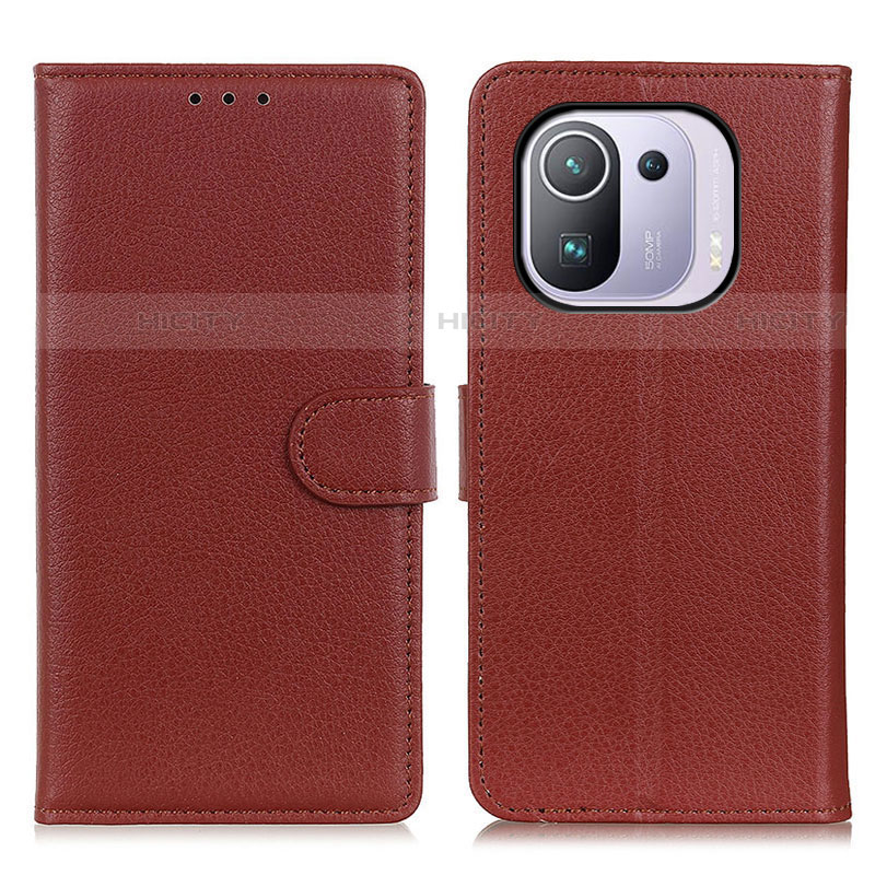 Funda de Cuero Cartera con Soporte Carcasa A03D para Xiaomi Mi 11 Pro 5G Marron