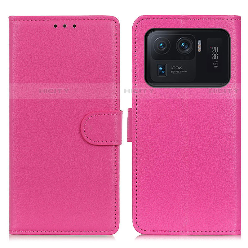 Funda de Cuero Cartera con Soporte Carcasa A03D para Xiaomi Mi 11 Ultra 5G Rosa Roja