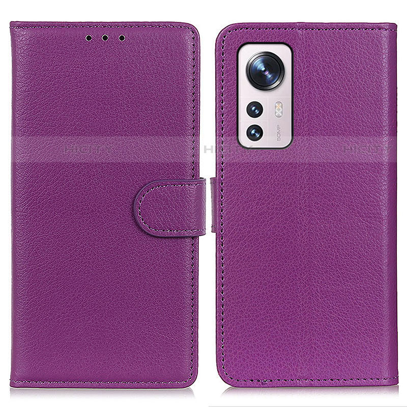 Funda de Cuero Cartera con Soporte Carcasa A03D para Xiaomi Mi 12 Pro 5G Morado