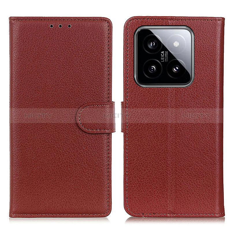 Funda de Cuero Cartera con Soporte Carcasa A03D para Xiaomi Mi 14 Pro 5G Marron