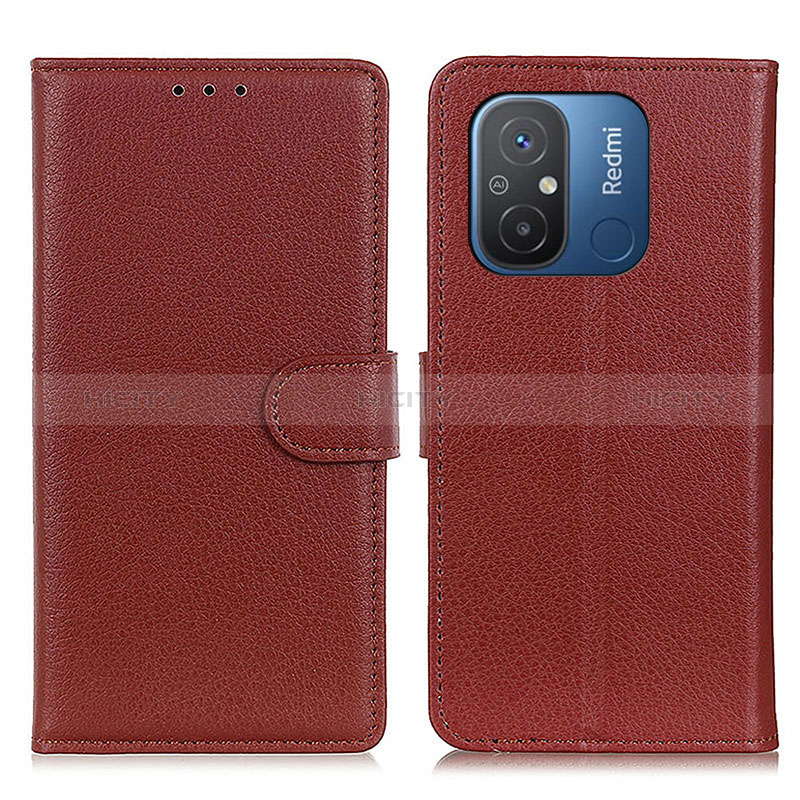 Funda de Cuero Cartera con Soporte Carcasa A03D para Xiaomi Poco C55 Marron