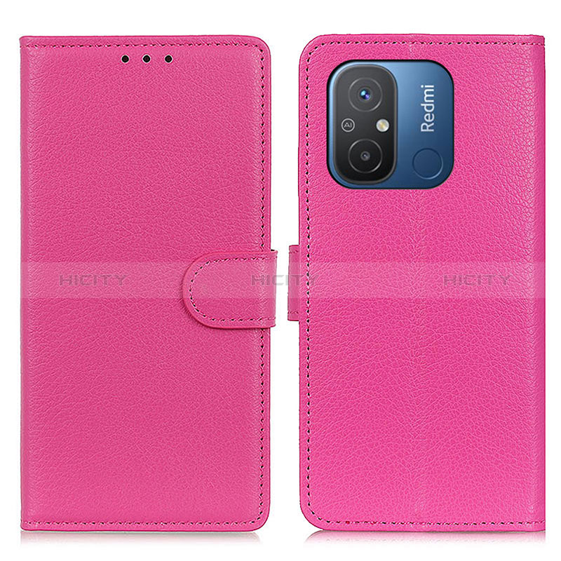 Funda de Cuero Cartera con Soporte Carcasa A03D para Xiaomi Poco C55 Rosa Roja