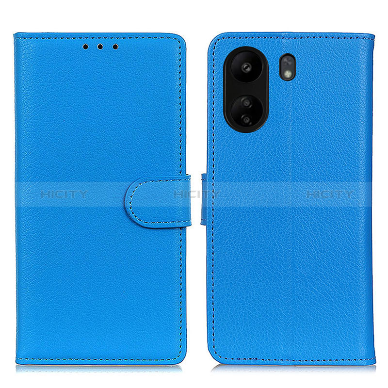 Funda de Cuero Cartera con Soporte Carcasa A03D para Xiaomi Poco C65 Azul Cielo