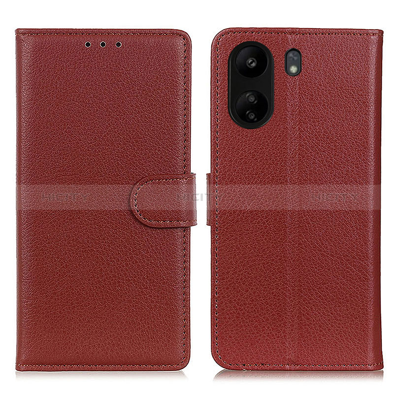 Funda de Cuero Cartera con Soporte Carcasa A03D para Xiaomi Poco C65 Marron