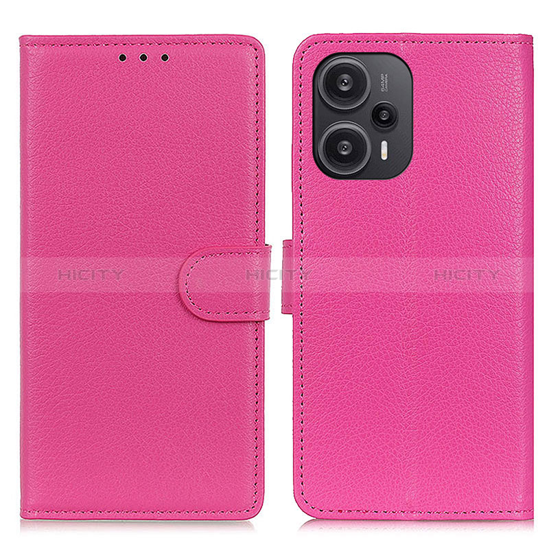 Funda de Cuero Cartera con Soporte Carcasa A03D para Xiaomi Poco F5 5G Rosa Roja