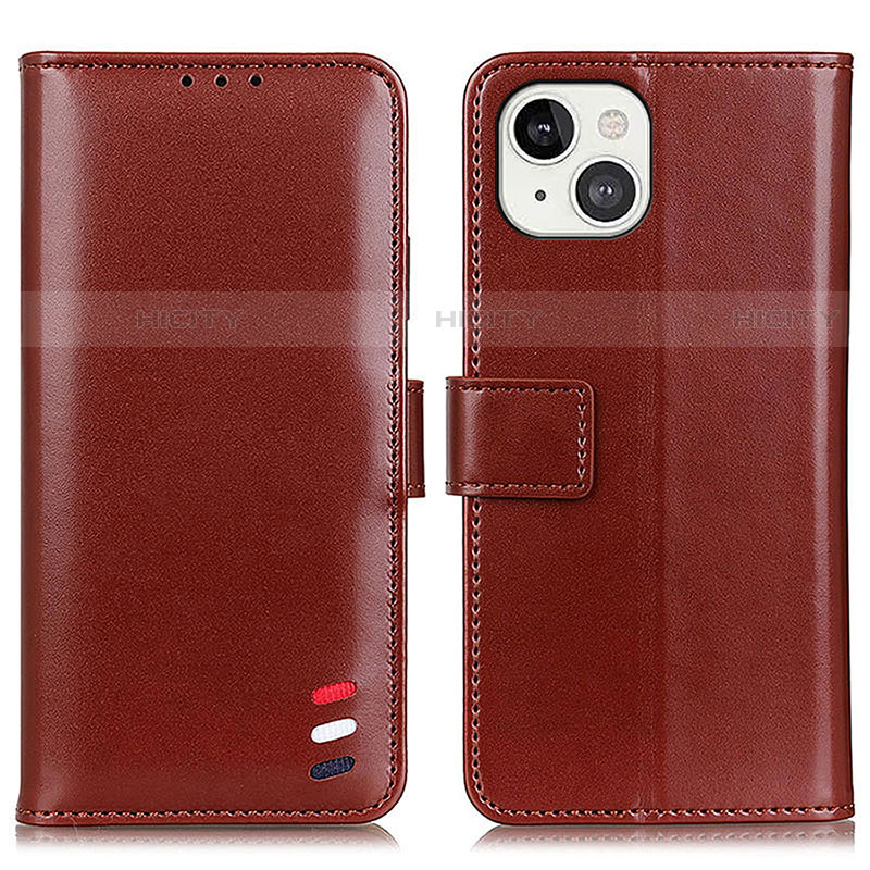 Funda de Cuero Cartera con Soporte Carcasa A04 para Apple iPhone 13 Mini Marron