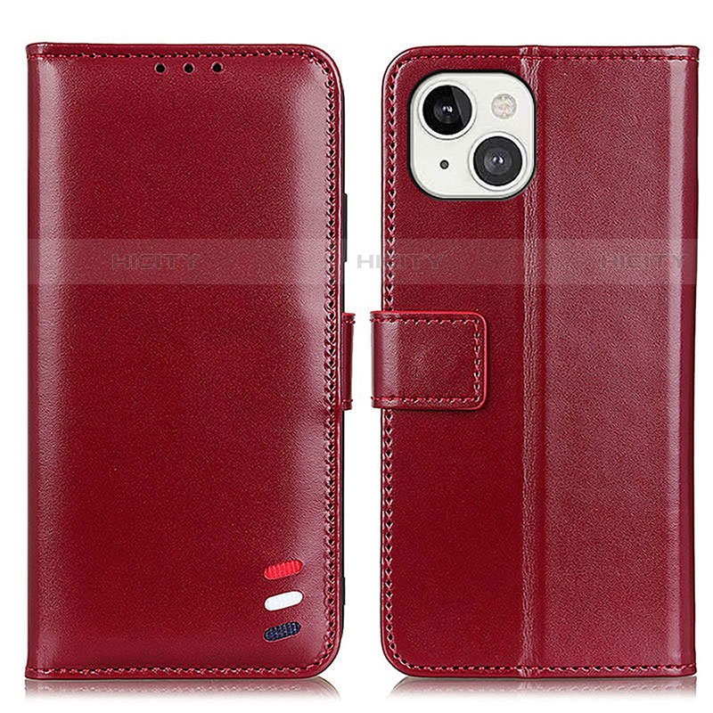 Funda de Cuero Cartera con Soporte Carcasa A04 para Apple iPhone 14 Plus Rojo