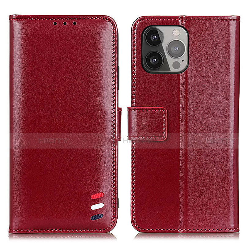 Funda de Cuero Cartera con Soporte Carcasa A04 para Apple iPhone 15 Pro Rojo