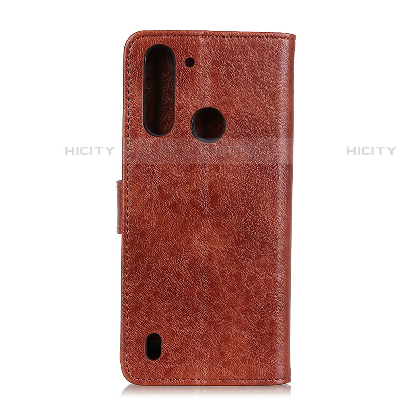 Funda de Cuero Cartera con Soporte Carcasa A04D para Motorola Moto One Fusion Marron