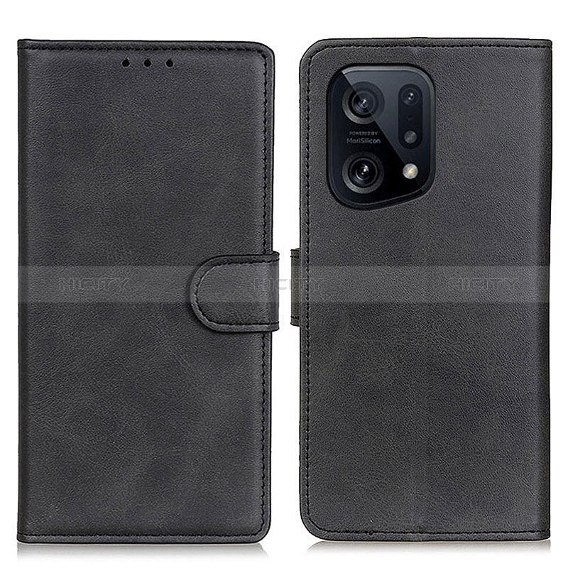 Funda de Cuero Cartera con Soporte Carcasa A04D para Oppo Find X5 5G Negro