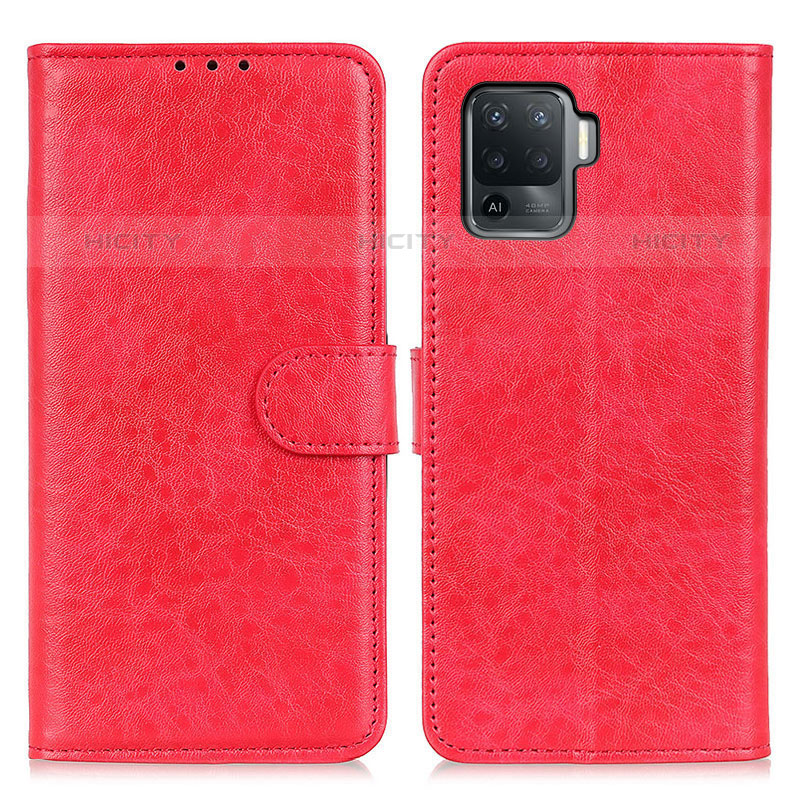 Funda de Cuero Cartera con Soporte Carcasa A04D para Oppo Reno5 F Rojo